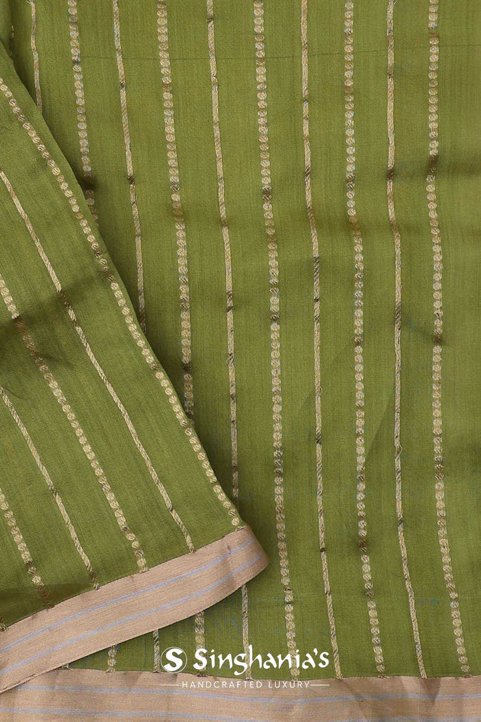 Mahendi Green Organza Banarasi Saree