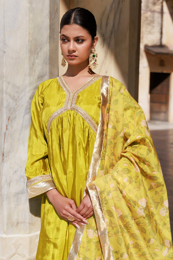 Mahendi Green Uppada Silk Kurta Set