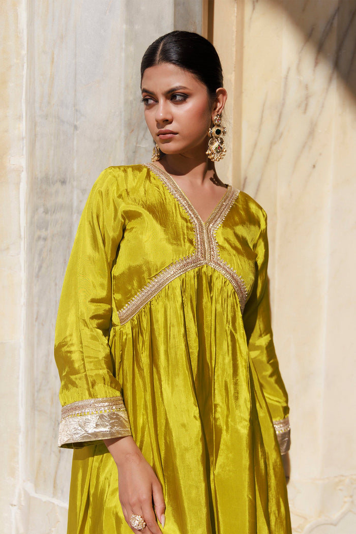 Mahendi Green Uppada Silk Kurta Set