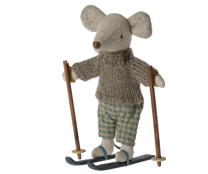 Maileg  Big Brother Winter Mouse with Ski Set