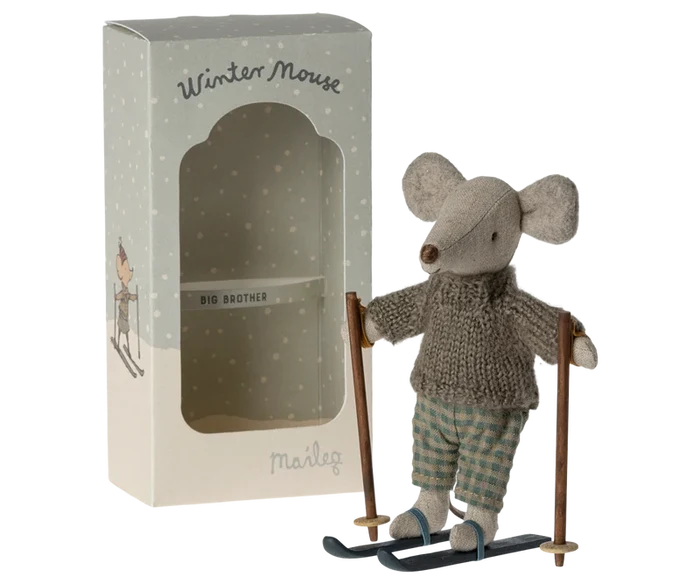 Maileg  Big Brother Winter Mouse with Ski Set