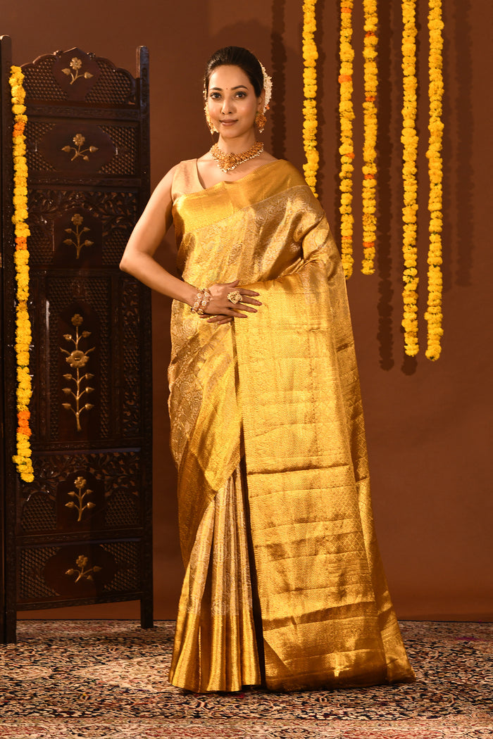 Majestic Full Gold Zari Kanjivaram Silk Saree