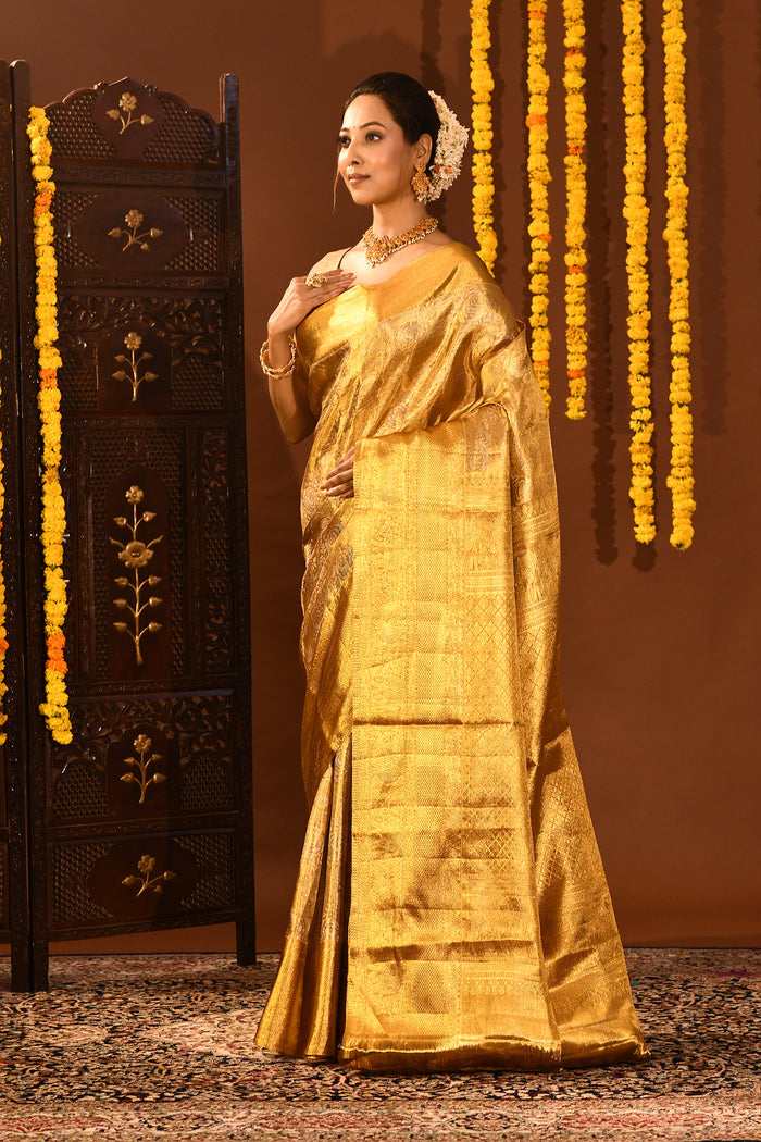 Majestic Full Gold Zari Kanjivaram Silk Saree
