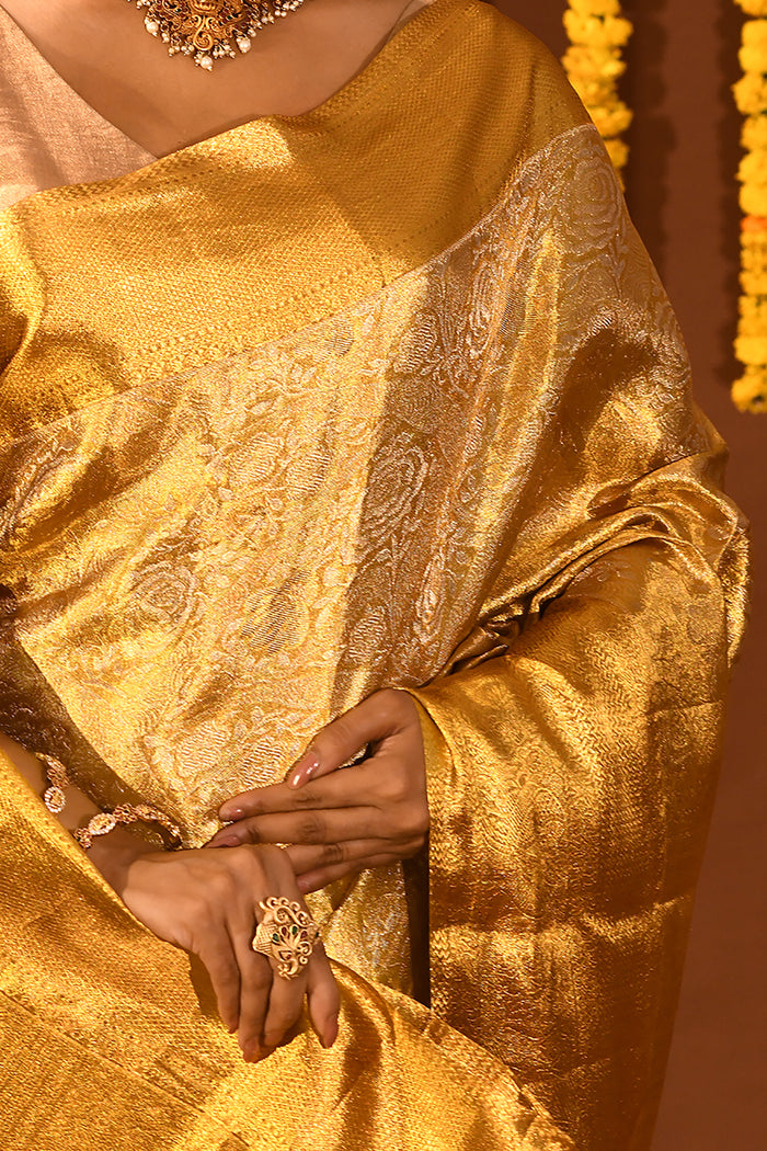 Majestic Full Gold Zari Kanjivaram Silk Saree