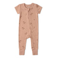 Makemake Organics - Short Sleeve Two-Way Zipper Romper - Island Palm-Footies + Rompers (Basic)-0-3M-Posh Baby