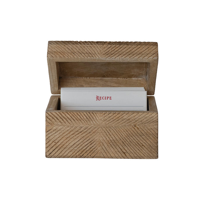 Mango Wood Recipe Box With Cards - Madison's Niche