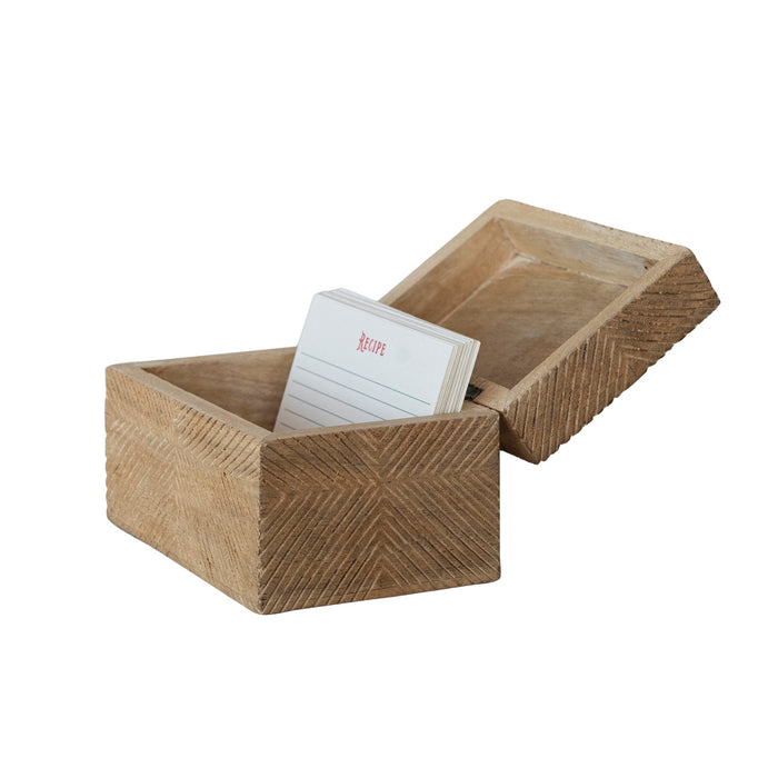 Mango Wood Recipe Box With Cards - Madison's Niche
