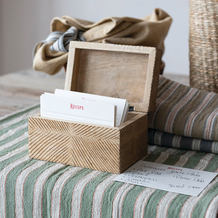Mango Wood Recipe Box With Cards - Madison's Niche