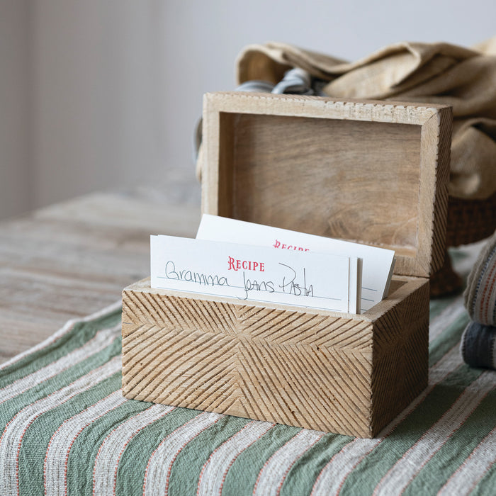 Mango Wood Recipe Box With Cards - Madison's Niche