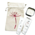 gift bag with nail cuticle cream and foot balm