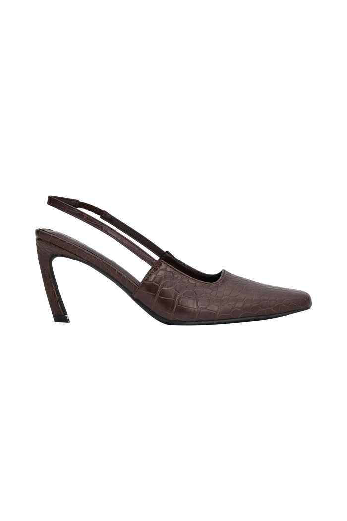Maren Faux Leather Crocodile Heel - Chocolate