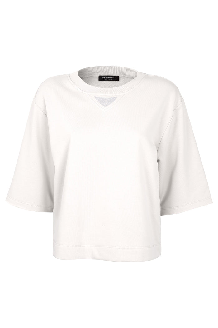 Shop the Margittes Cream Half Sleeve Sweatshirt at Dotique. A cotton-rich sweatshirt with a relaxed fit, half sleeves and subtle diamanté detailing for elevated everyday style.