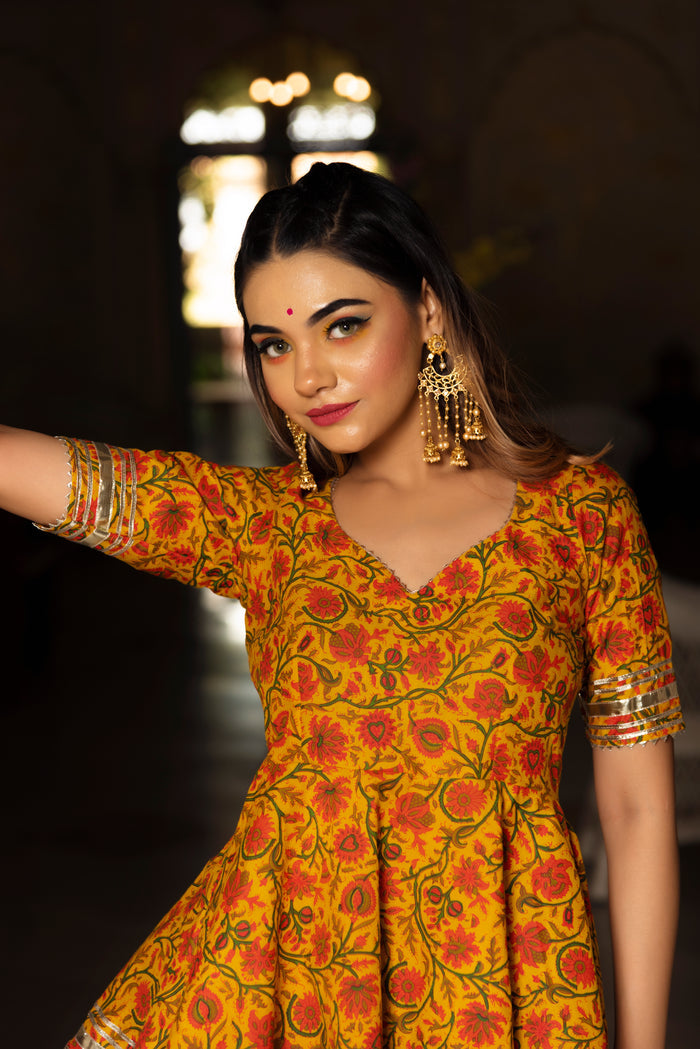 Marigold Peplum Sharara Set