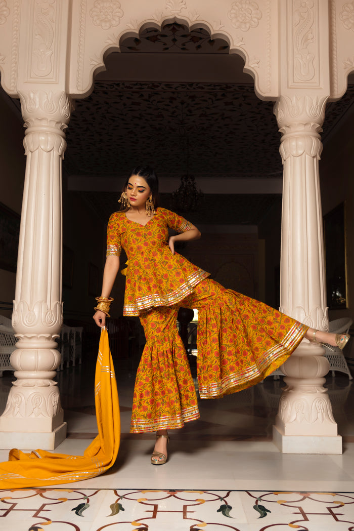 Marigold Peplum Sharara Set