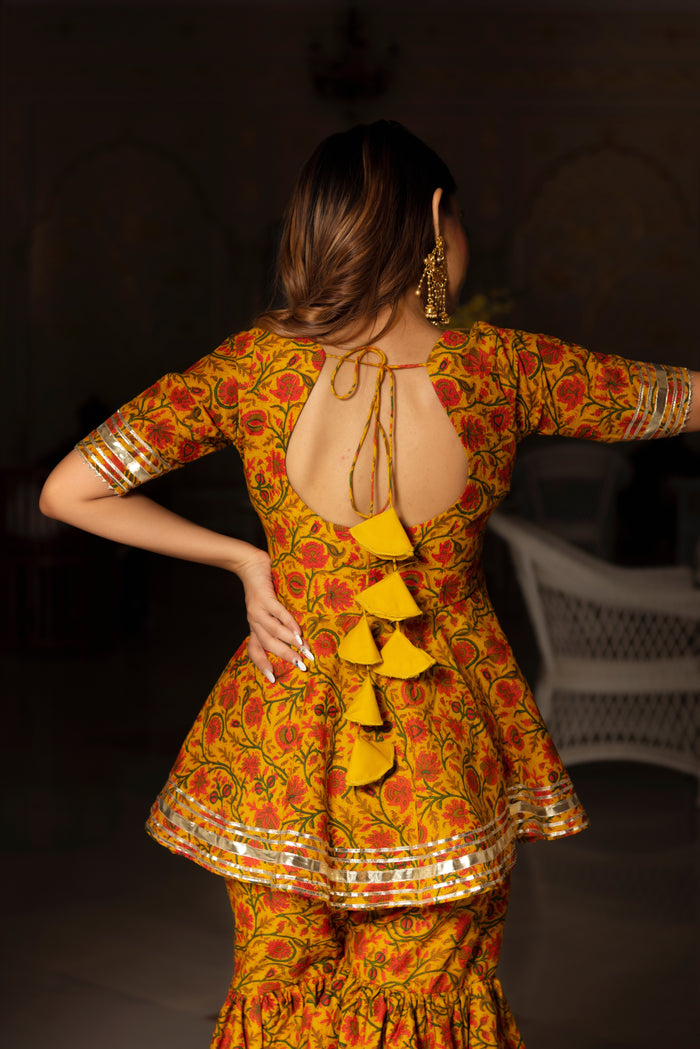 Marigold Peplum Sharara Set