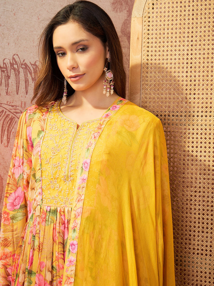 Marigold Yellow Crepe Sharara Set