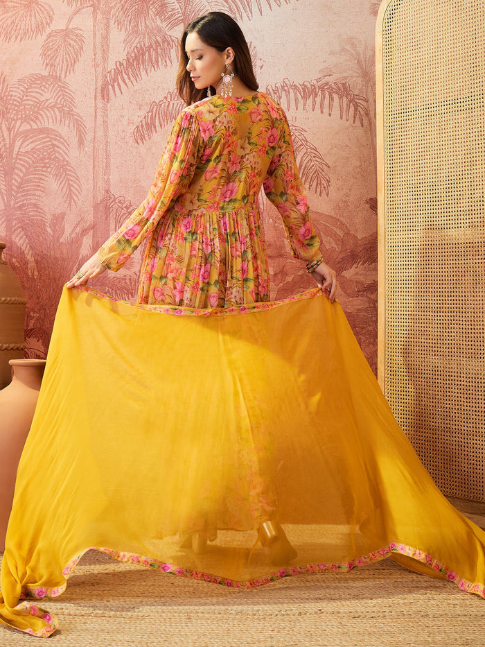 Marigold Yellow Crepe Sharara Set
