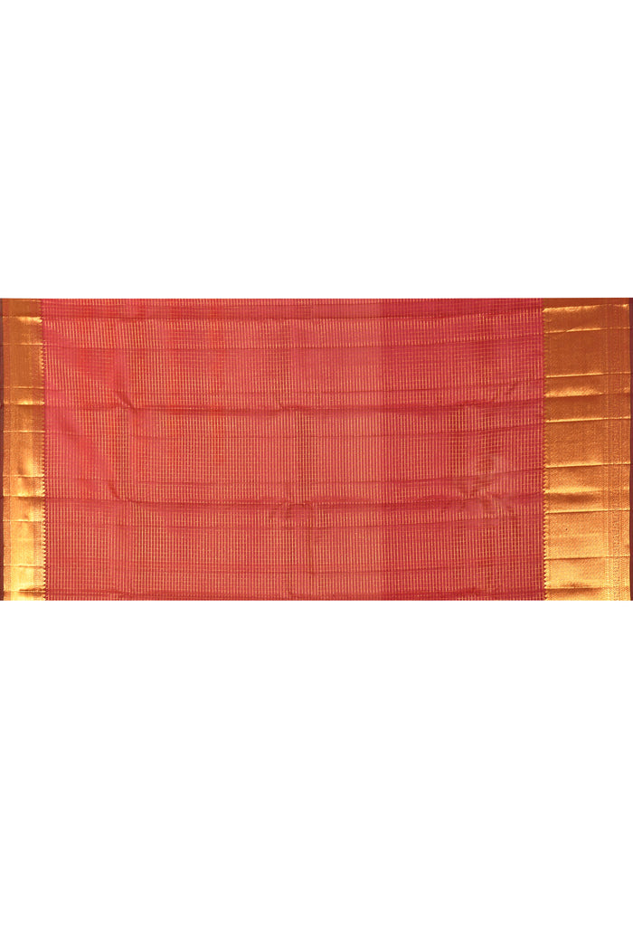 Maroon Checked Butti Kanjivaram Silk Saree