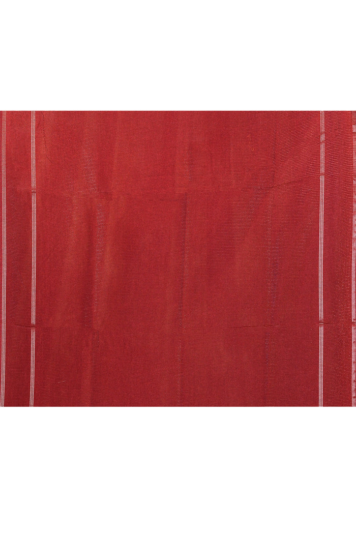 Maroon Embroidered Tussar Silk Saree