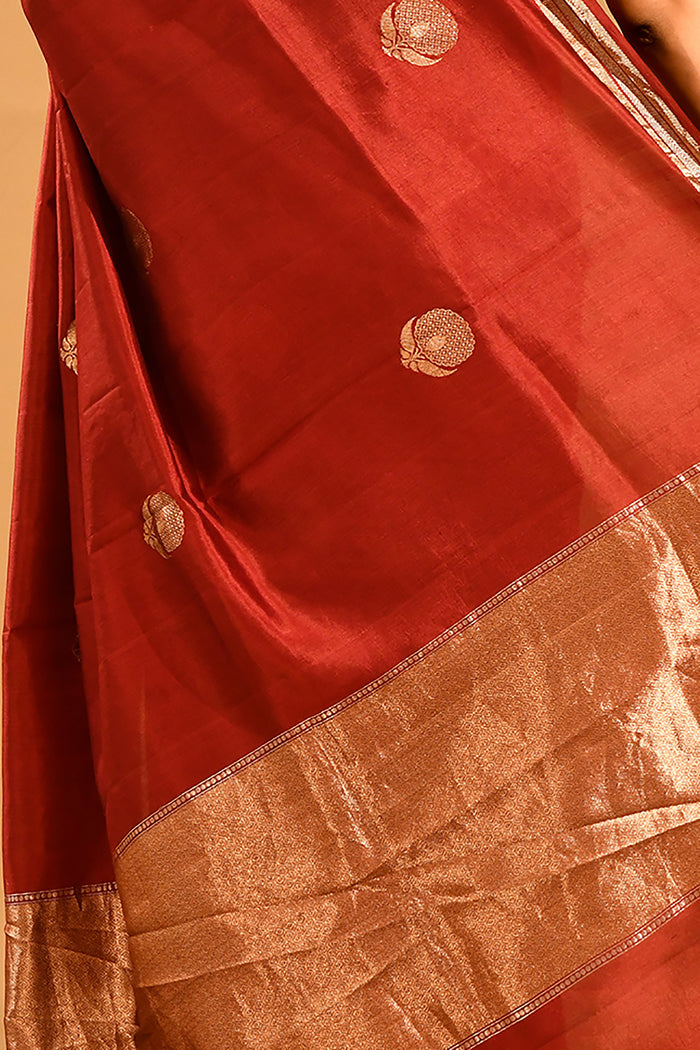 Maroon Gold Butta Banarasi Silk Saree