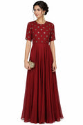 Maroon Sequin Embellished Indo Western Gown