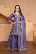 Mauve Purple Silk Embroidered Sharara Set