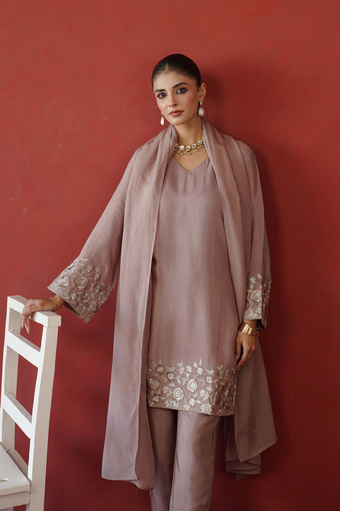 Mauve Rose Cuff Kurti