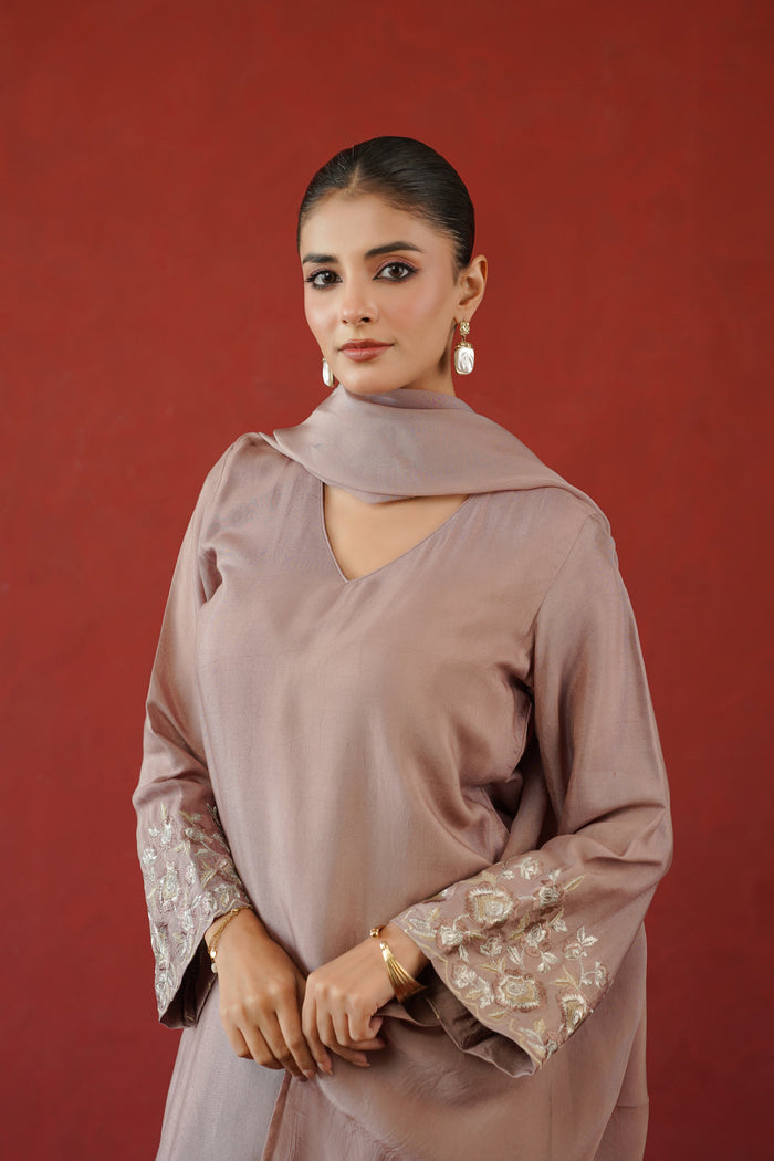 Mauve Rose Cuff Kurti