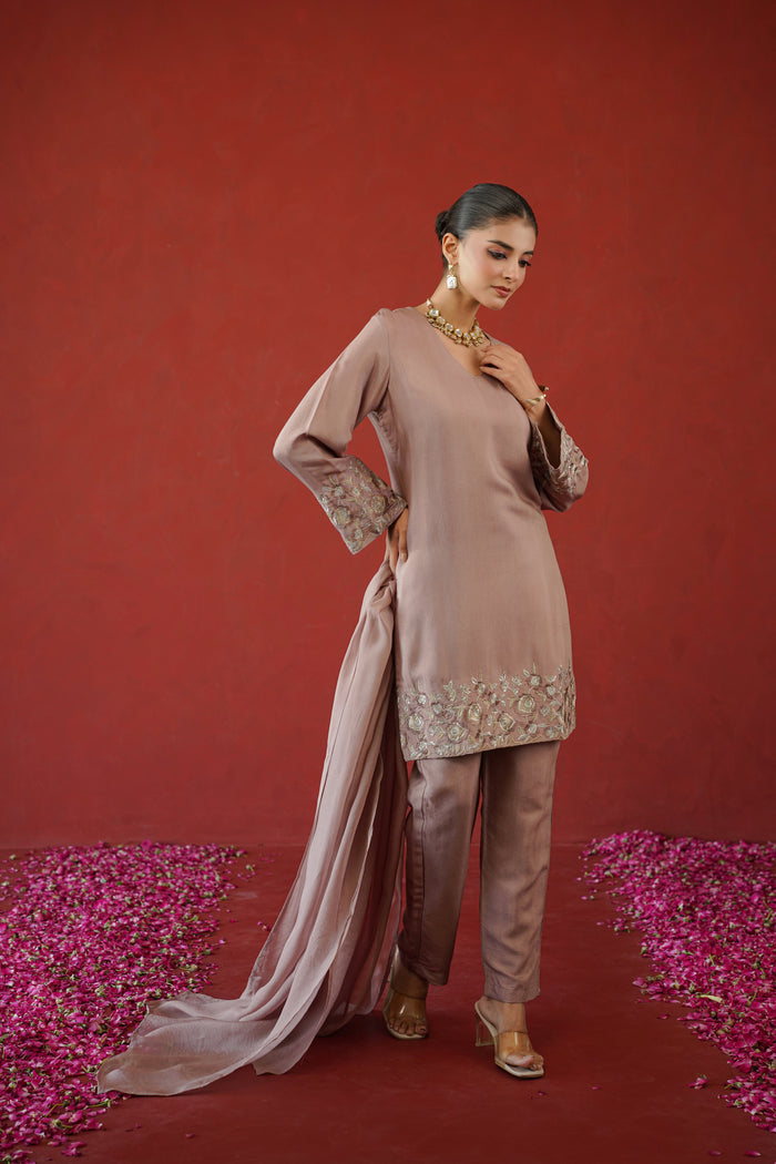 Mauve Rose Cuff Kurti