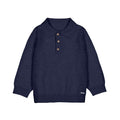 Navy blue sweater with a collar on a white background