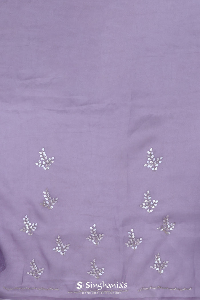 Medium Purple Organza Tissue Saree With Scallop Border