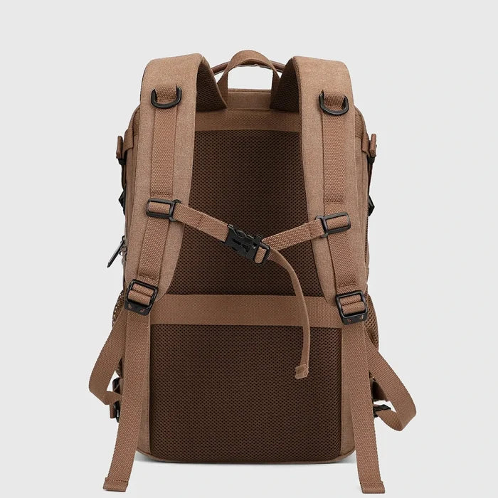 Men Canvas Carry-on Travel Backpack with Vintage Utility Design, carry handles and shoulder strap