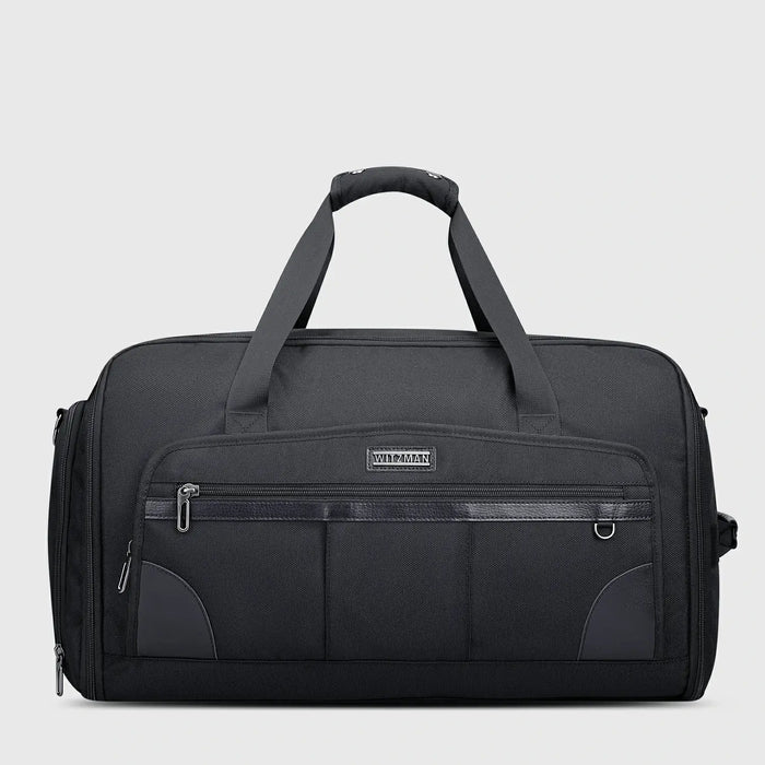 Men Garment Duffle Bag with Suit Compartment for Travel Weekend Bag travel duffel bag, three-quarter exterior angle