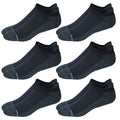 A set of six black compression ankle socks with visible cushioning and designed for everyday wear.