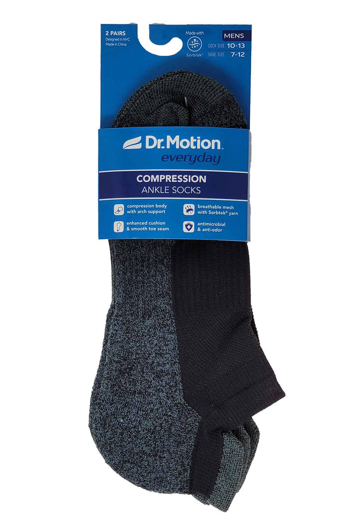 Close-up of smooth toe seam on Dr. Motion men’s compression ankle socks