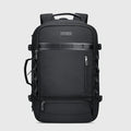 Urban travel backpack for men featuring layered exterior and clean modern styling BLACK
 BAG
