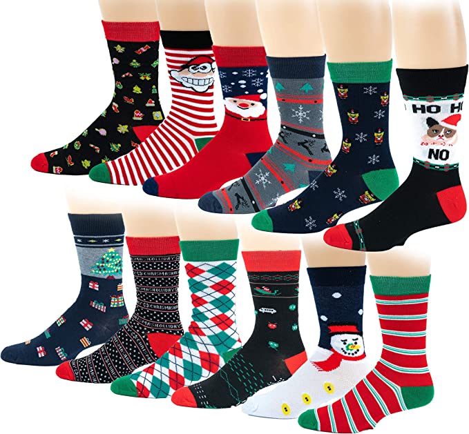 Twelve-pair pack of men’s Christmas dress socks