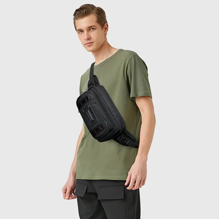 Men’S Nylon Fanny Pack Cycling Waist Bag nylon carry-on travel backpack, main compartment opened for packing
