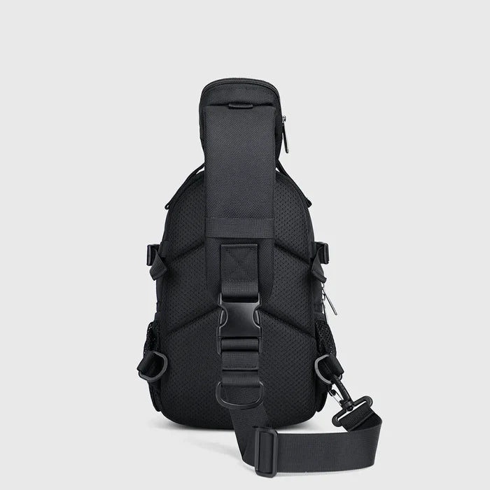 Men’S Nylon Sling Bag with Multi-Pockets & Strap Pocket Crossbody Bags, rear panel and breathable backing