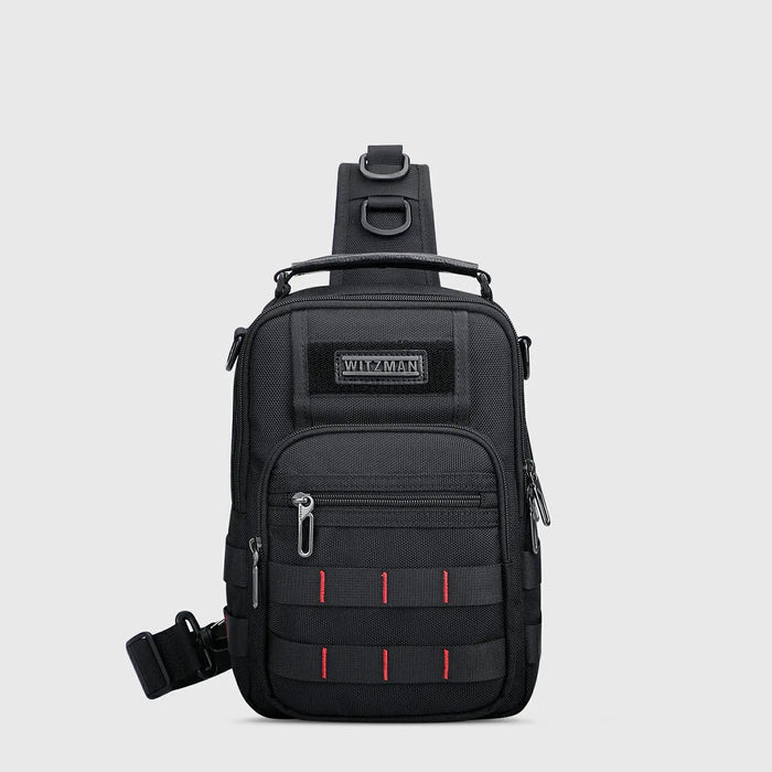 Men’S Nylon Sling Chest Bag Crossbody Casual Daily Bag, three-quarter exterior angle