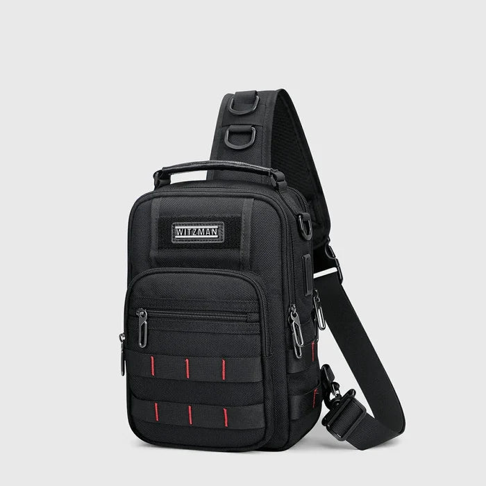 Men’S Nylon Sling Chest Bag Crossbody Casual Daily Bag, front exterior and compact shape