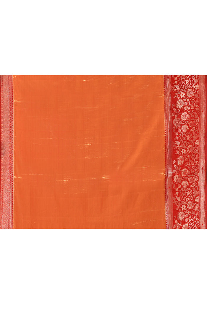 Metallic Gold With Red Contrast Border In Kanjivaram Tissue Silk Saree