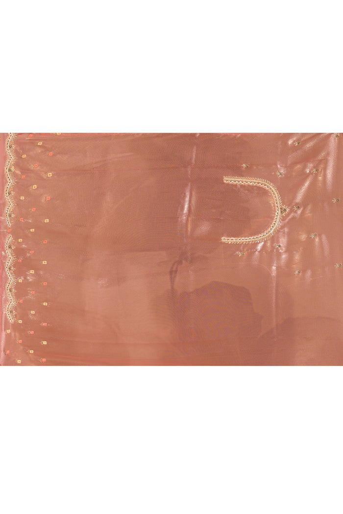 Metallic Pink Floral Meenakari Jaal Organza Embroidery Tissue Saree