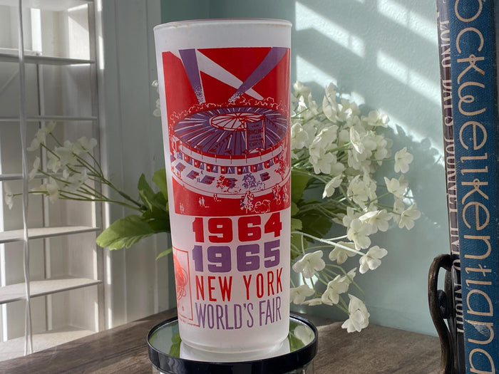 Midcentury 1964 1965 New York World's Fair Glass Tumbler, Queens NY Souvenir at Duckwells