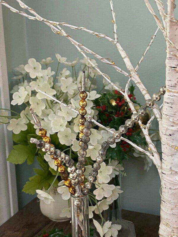 Midcentury Beaded Christmas Ornament and Floral Picks at Duckwells