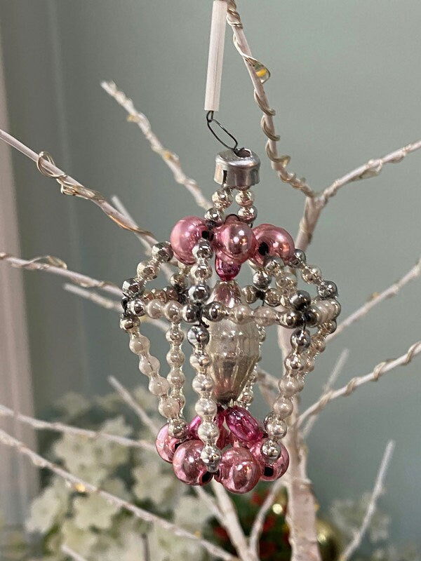 Midcentury Beaded Christmas Ornament and Floral Picks at Duckwells