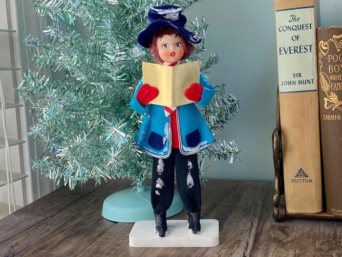 Midcentury Caroler with Felt on Stand, Made In Japan at Duckwells