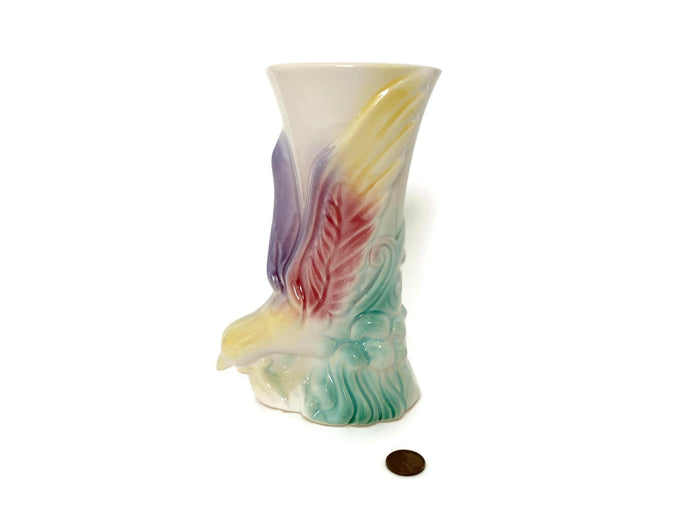 Midcentury Ceramic Wall Pocket Vase with Bird at Duckwells