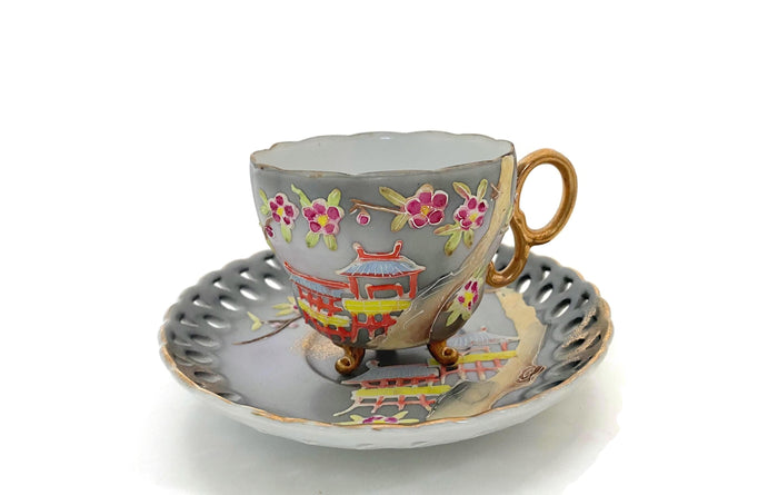 Midcentury Morige Cup and Saucer Set at Duckwells