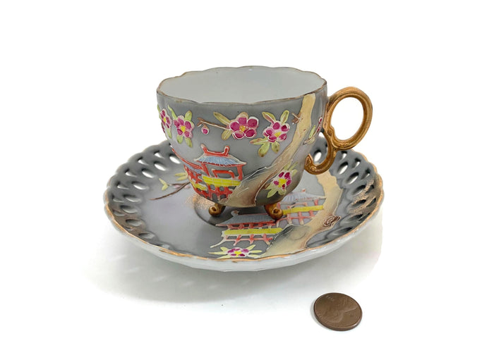 Midcentury Morige Cup and Saucer Set at Duckwells
